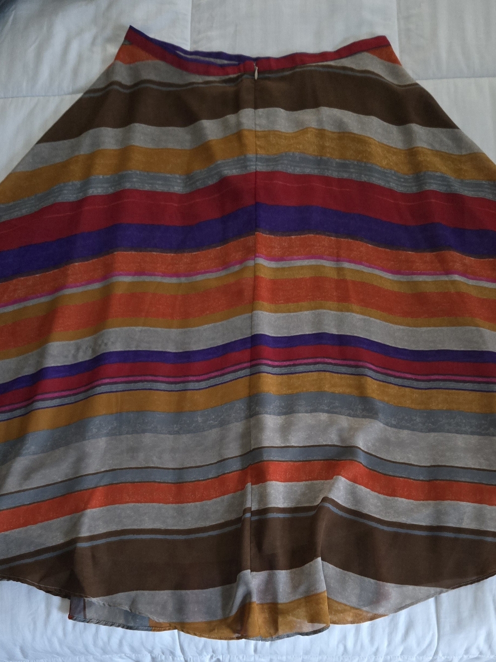 RALPH LAUREN Striped A-Line Midi Skirt in Brown, Orange, Red & Purple Size 10p